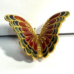 Karen Callan Bronze Brass Enamel Butterfly Art Collectible Paperweight